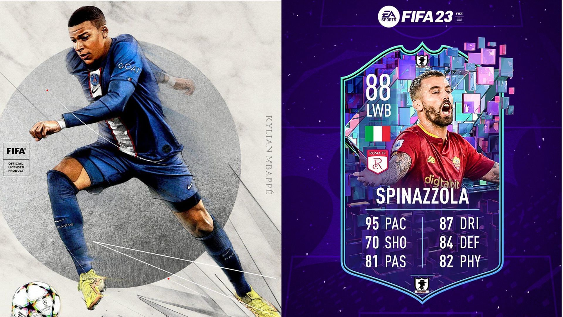 FIFA 23 players could have an underrated card in the form of the rumored Leonardo Spinazzola Flashback SBC (Images via EA Sports, Twitter/FUT Sheriff)