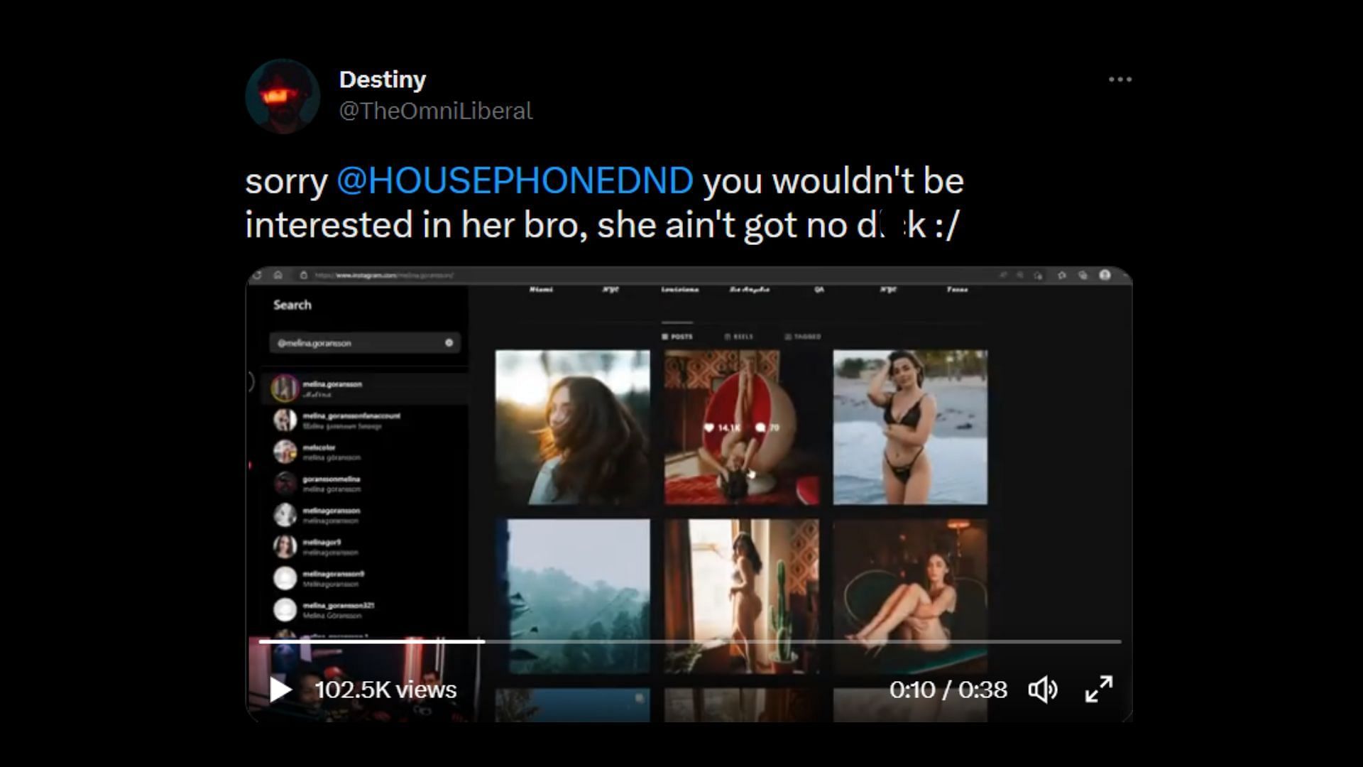 Destiny&#039;s clap back to comments about his wife (Image via Twitter)