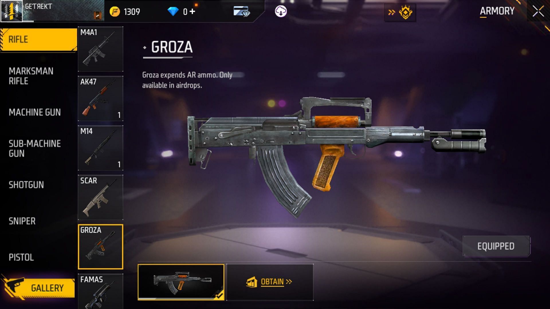 Groza - Rifle (Image via Garena)