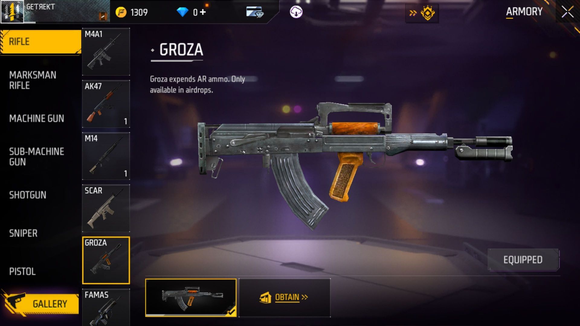 Groza ताकतवर गन है (Image via Garena)