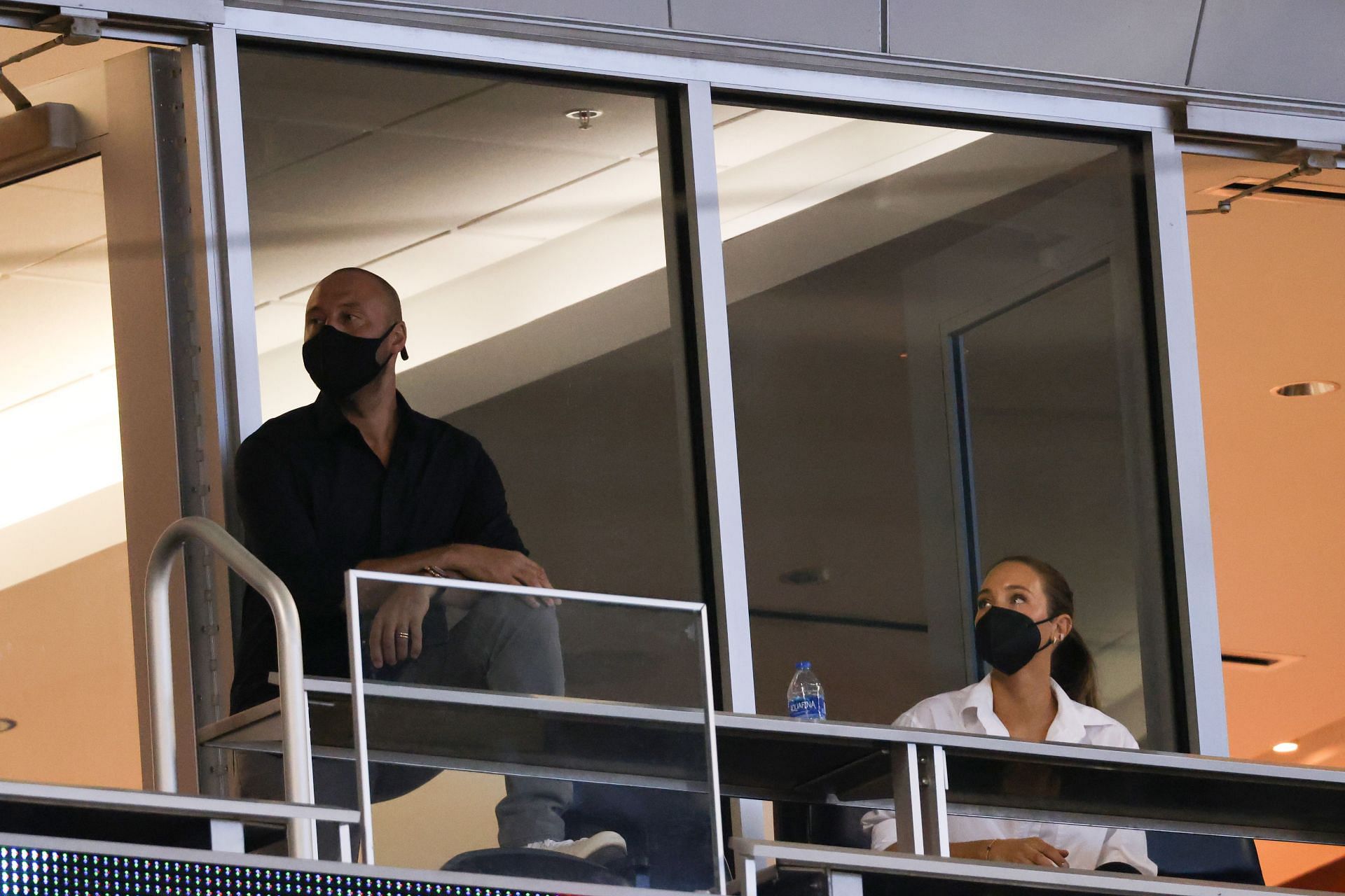 Derek Jeter, Former CEO of the Miami Marlins, and his wife Hannah attend the Opening Day game between the Miami Marlins and the Tampa Bay Rays at loanDepot park on April 01, 2021 in Miami, Florida.