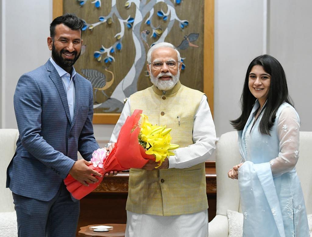 चेतेश्वर पुजारा और पीएम मोदी की मुलाकात 