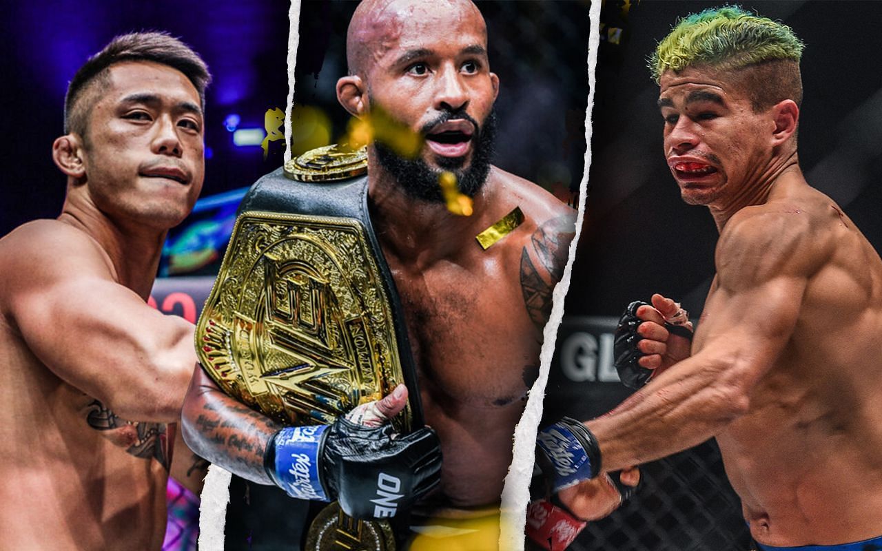 (From left to right) Martin Nguyen, Demetrious Johnson, Fabricio Andrade.