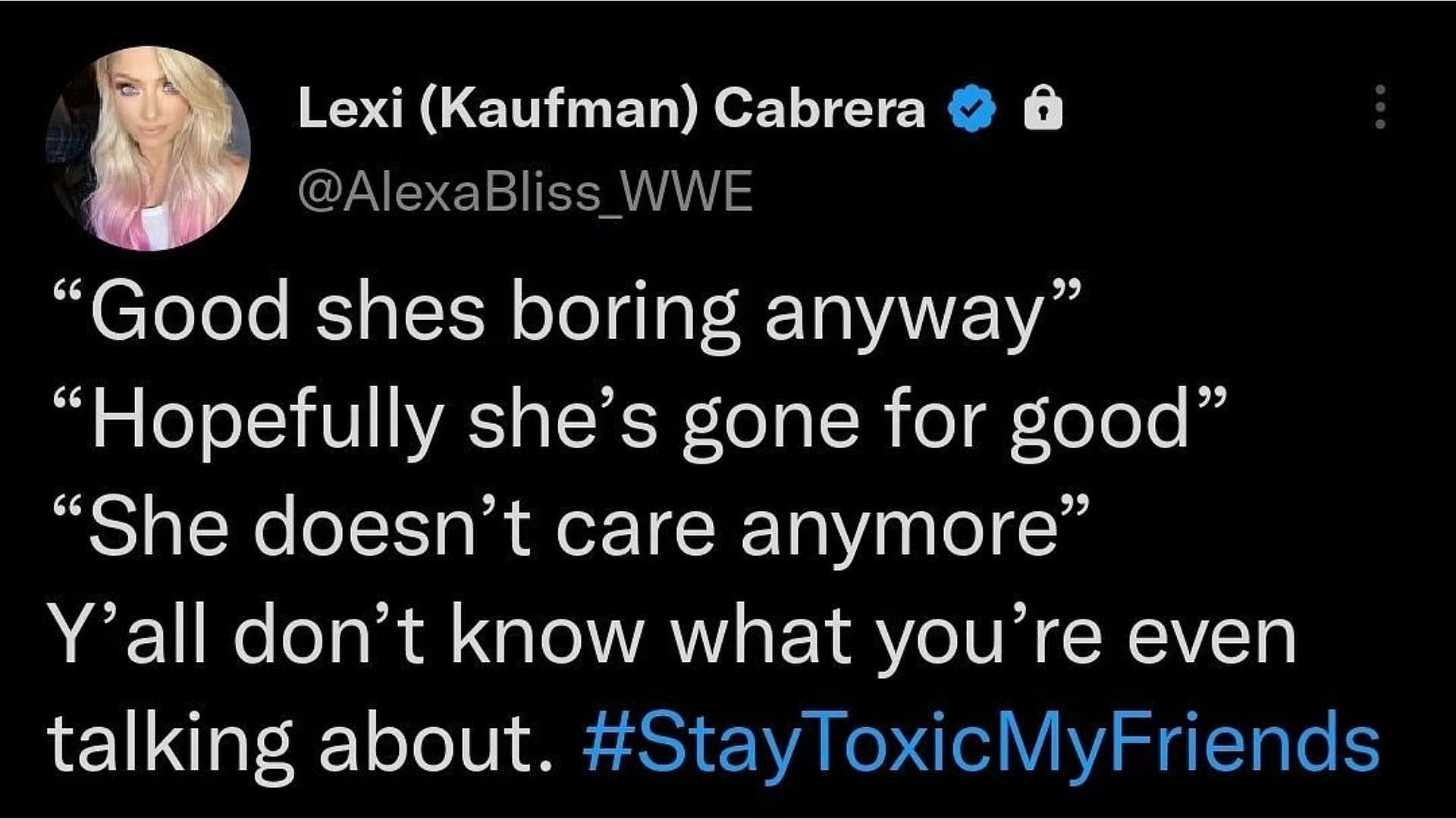 एलेक्सा ब्लिस का ट्वीट