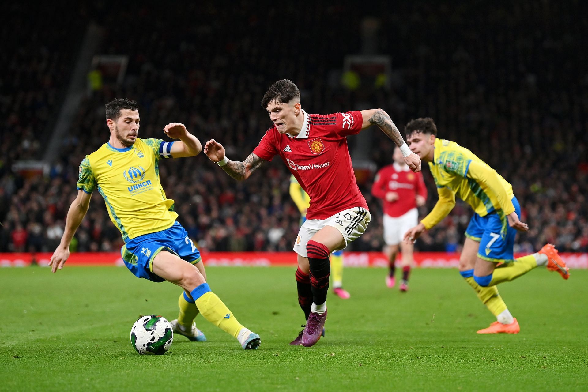 Alejandro Garnacho (centre) has lit up Old Trafford this season.