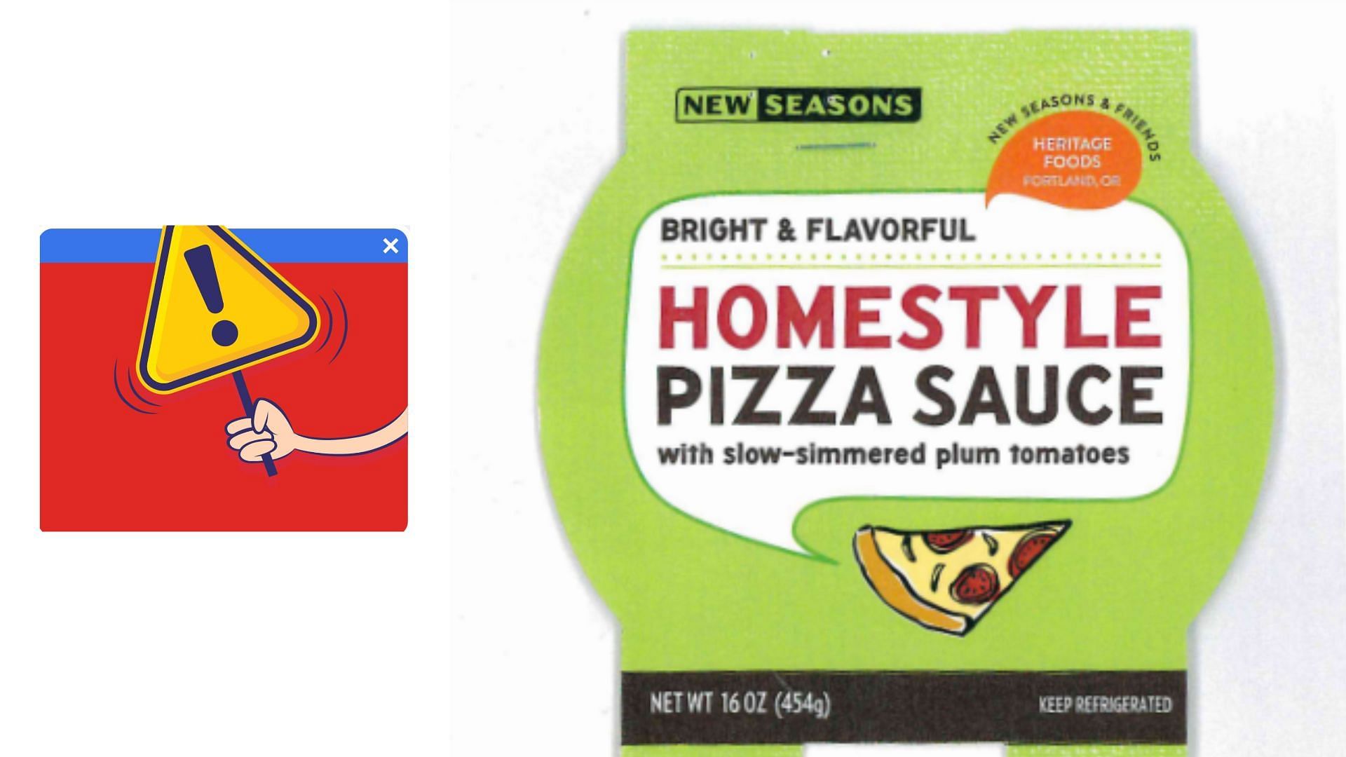 FSIS issued a public health alert for New Seasons Pizza Sauce over concerns about undeclared allergens, beef and sulfites (Image via FSIS)