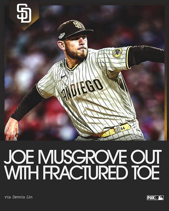 Joe Musgrove injury news: Padres SP fractures toe while working
