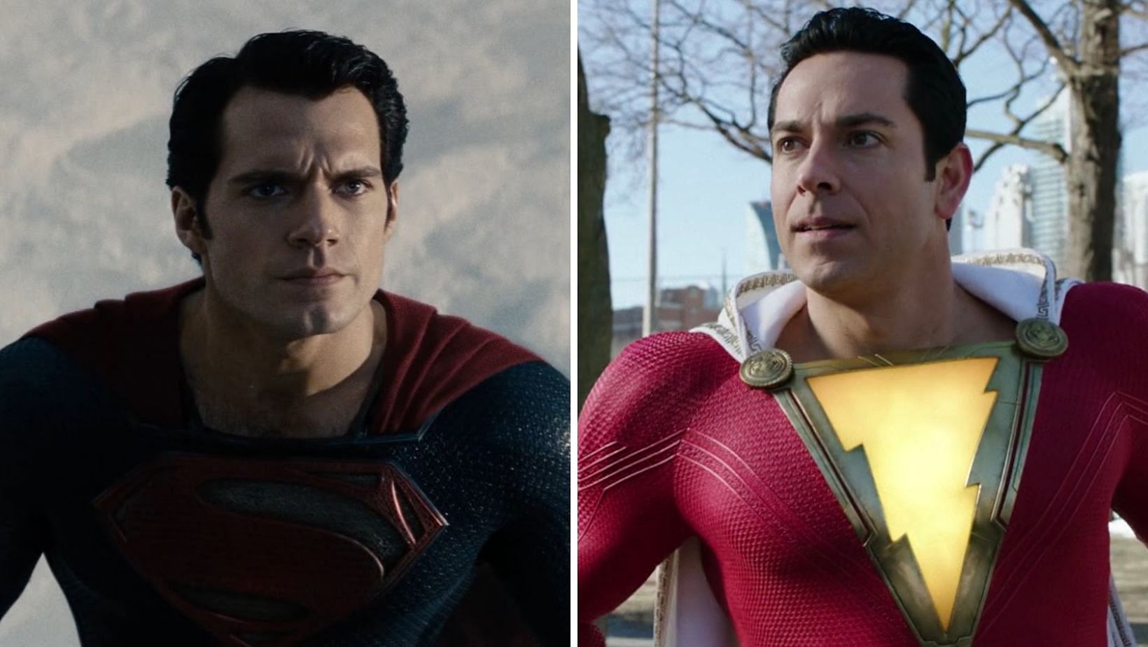 Superman and Shazam, standing face-to-face, ready to engage in an epic battle that will determine who reigns supreme in the world of DC Comics (Image via DC Studios)