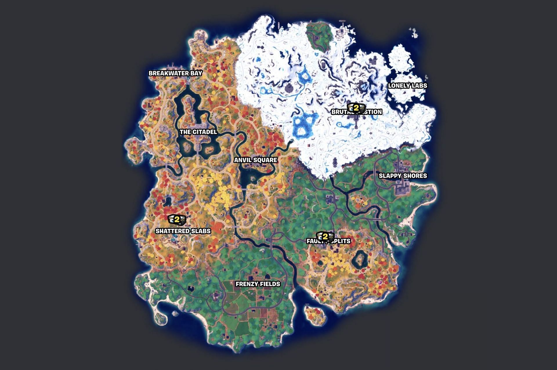 Visit one of these locations to begin (Image via Fortnite.GG)