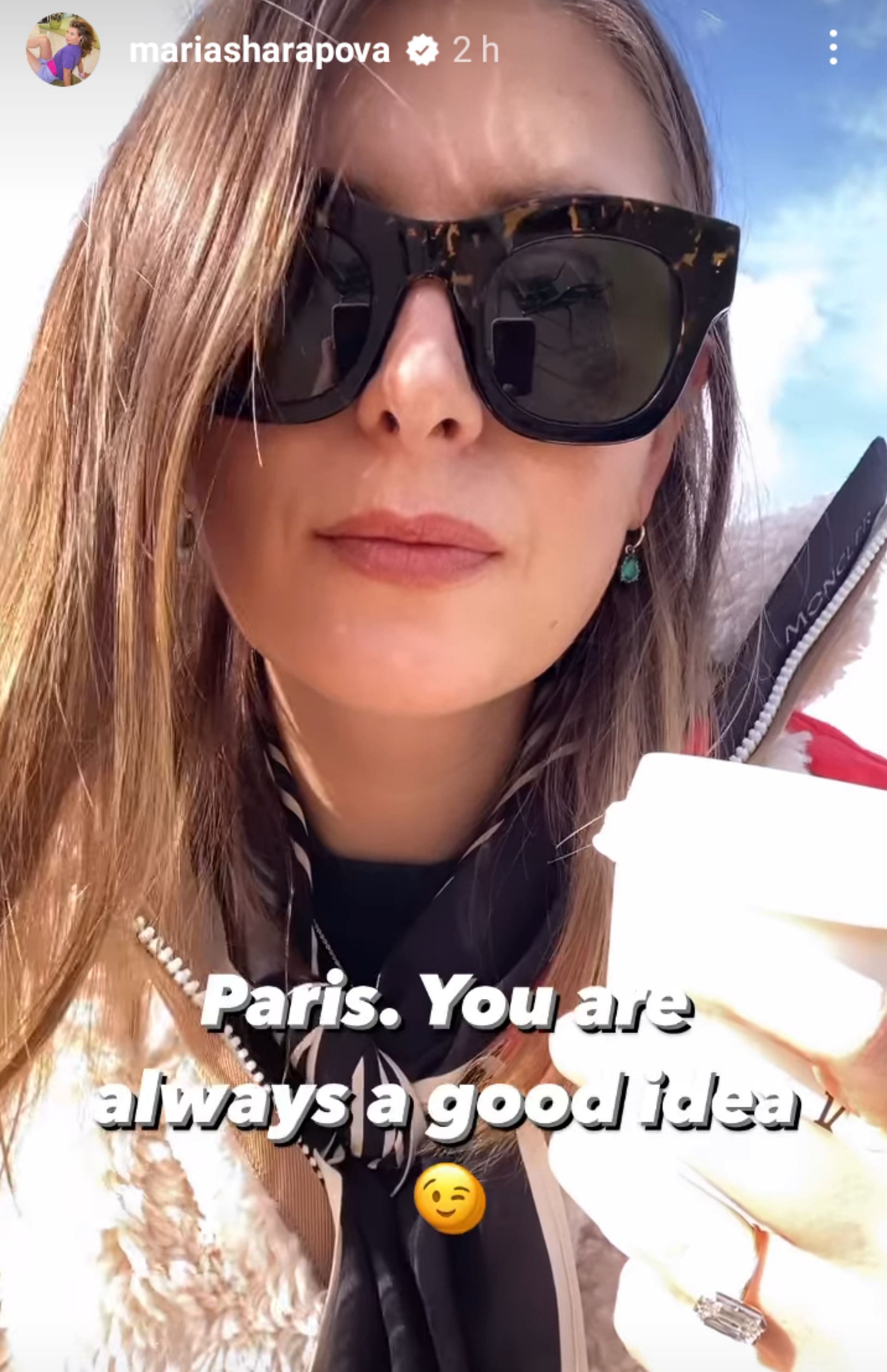 Sharapova posted on her Instagram stories