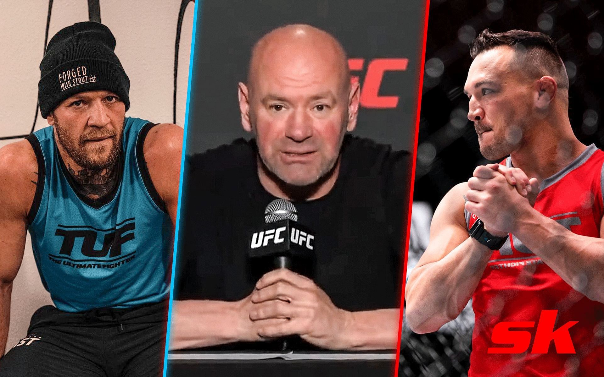 Conor McGregor (left), Dana White (middle) and Michael Chandler [Image credits: UFC