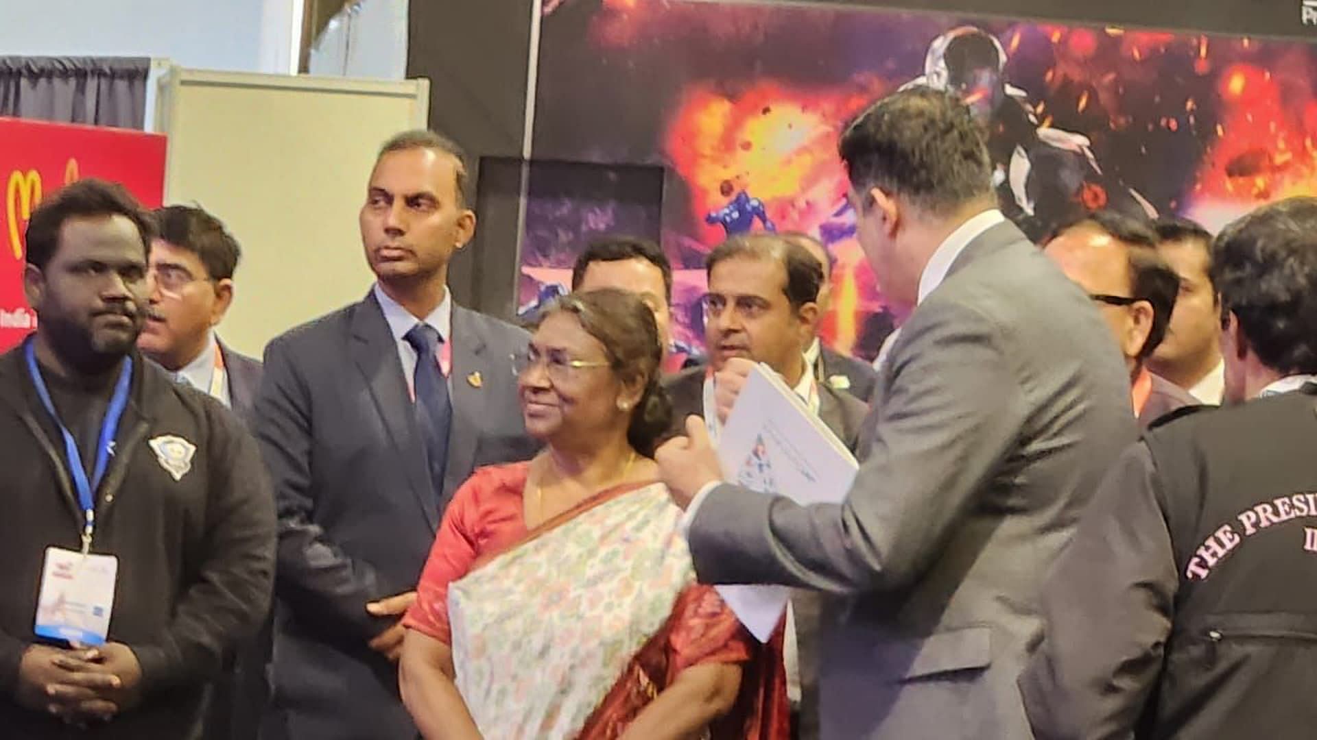 Honorable President Smt. Draupadi Murmu visited the Valorant tournament organized by JetSynthesis and Skyesports at the Indian Gaming Show (Image via Skyesports)