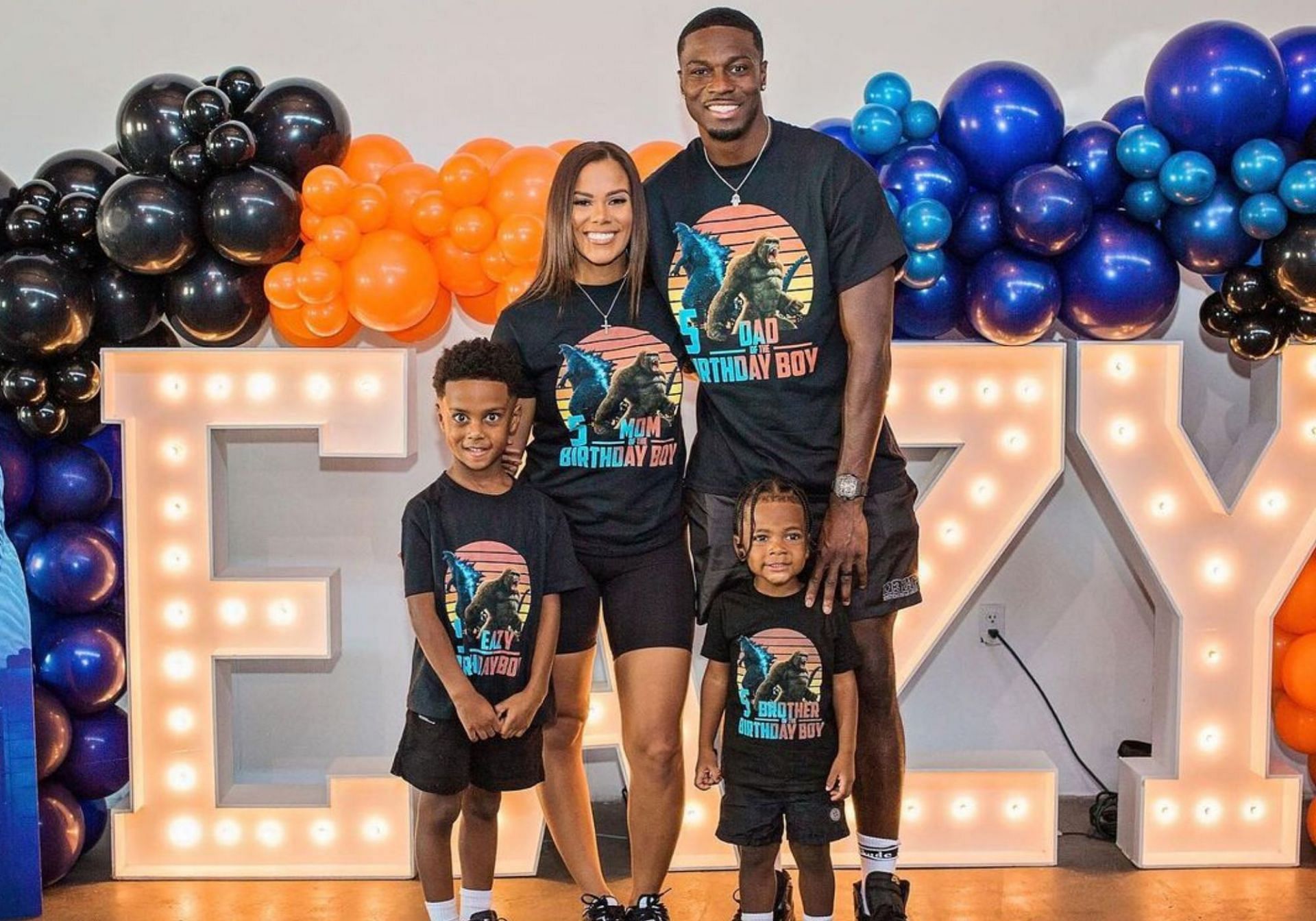 A,J. Green with his wife and kids