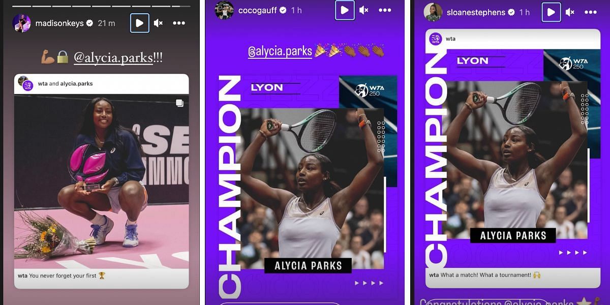 Madison Keys, Coco Gauff, and Sloane Stephens congratulate Parks