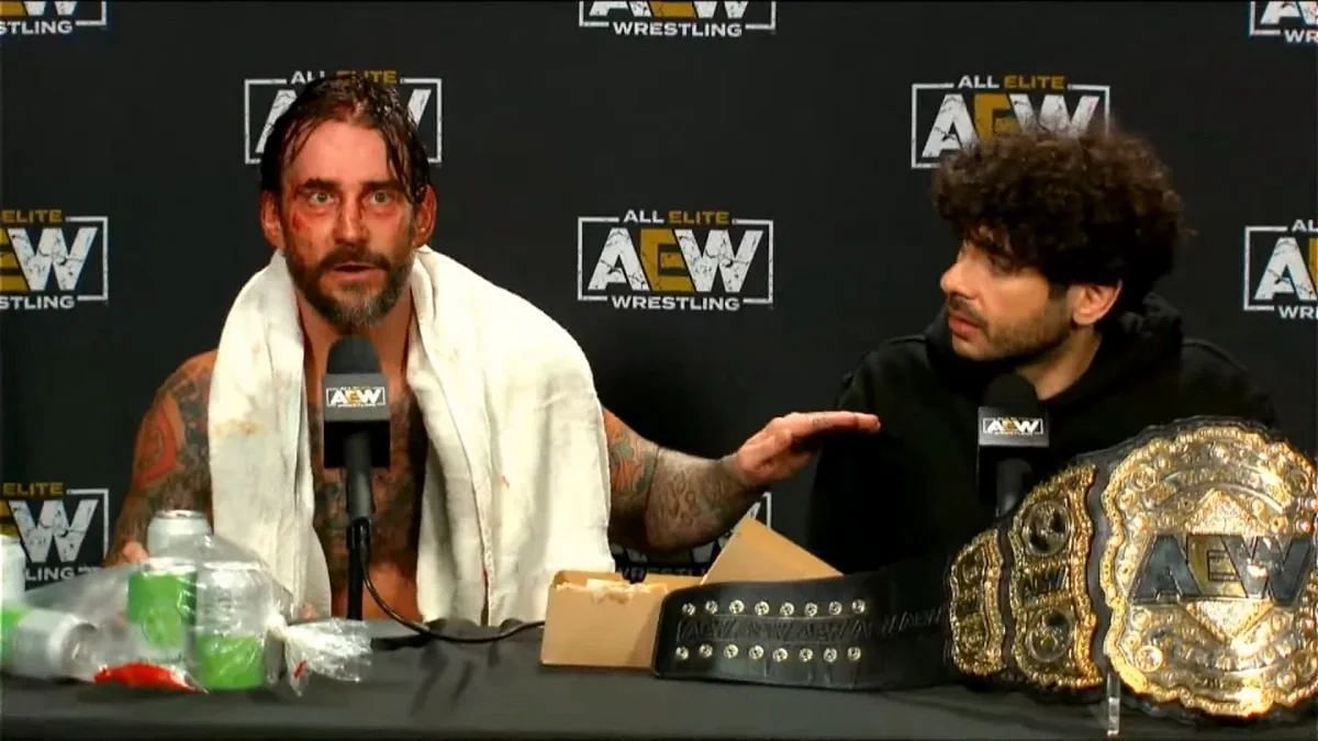 CM Punk (left) and Tony Khan (right) at the All Out 2022 press conference