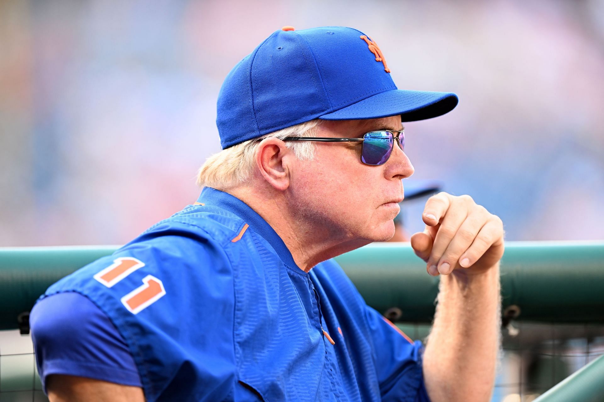 Manager Buck Showalter of the New York Mets watches a game.