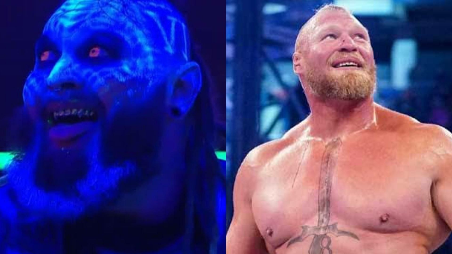 Bray Wyatt (left); Brock Lesnar (right)