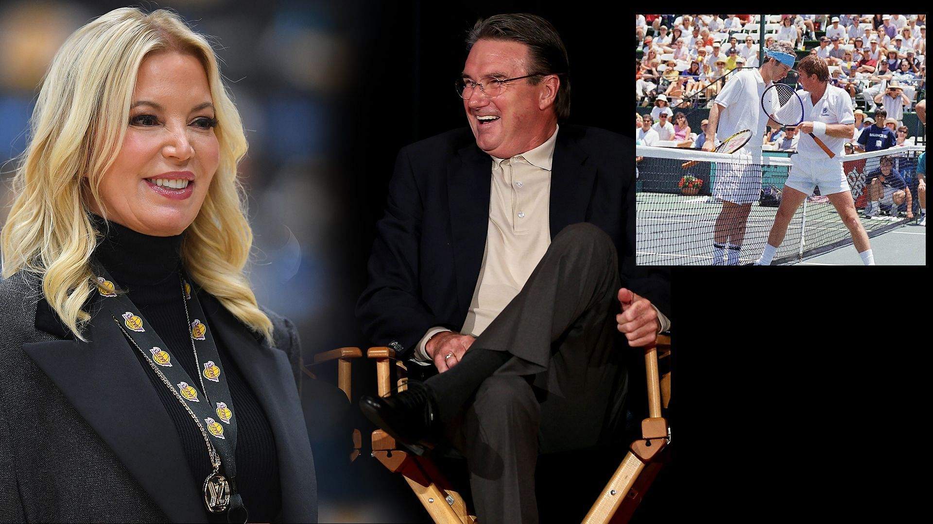 LA Lakers President Jeanie Buss(left) on the John Mc Enroe and Jimmy Connors(centre) rivalry