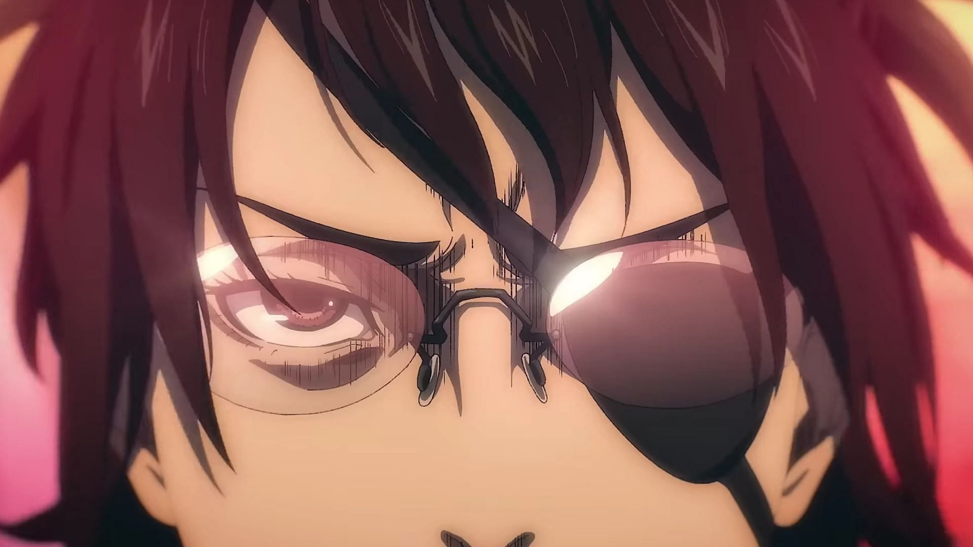 Hange with a determined expression in Attack on Titan (Image via Studio MAPPA)