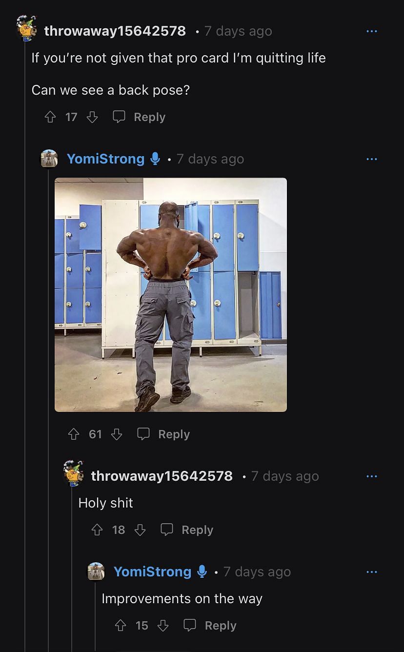 Yomi Olajide uploaded a picture of his back. (Photo via Reddit/yomiStrong)