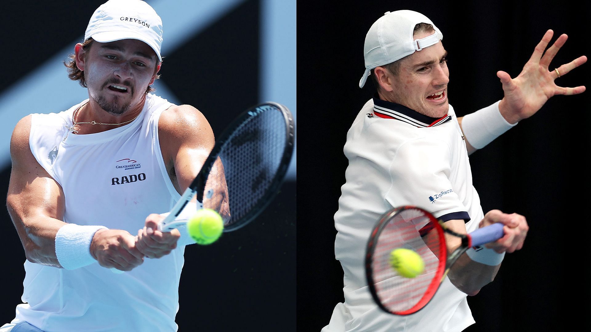 J.J. Wolf (L) and John Isner are in action on Day 2 of the Dallas Open.