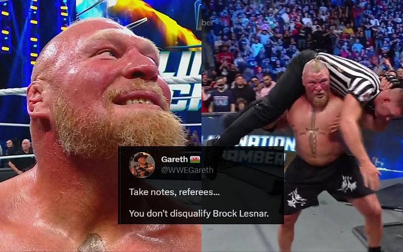 WWE: "Holy Sh*t, The Beast" - Twitter goes wild as Brock Lesnar attacks a referee again at WWE Elimination Chamber 2023