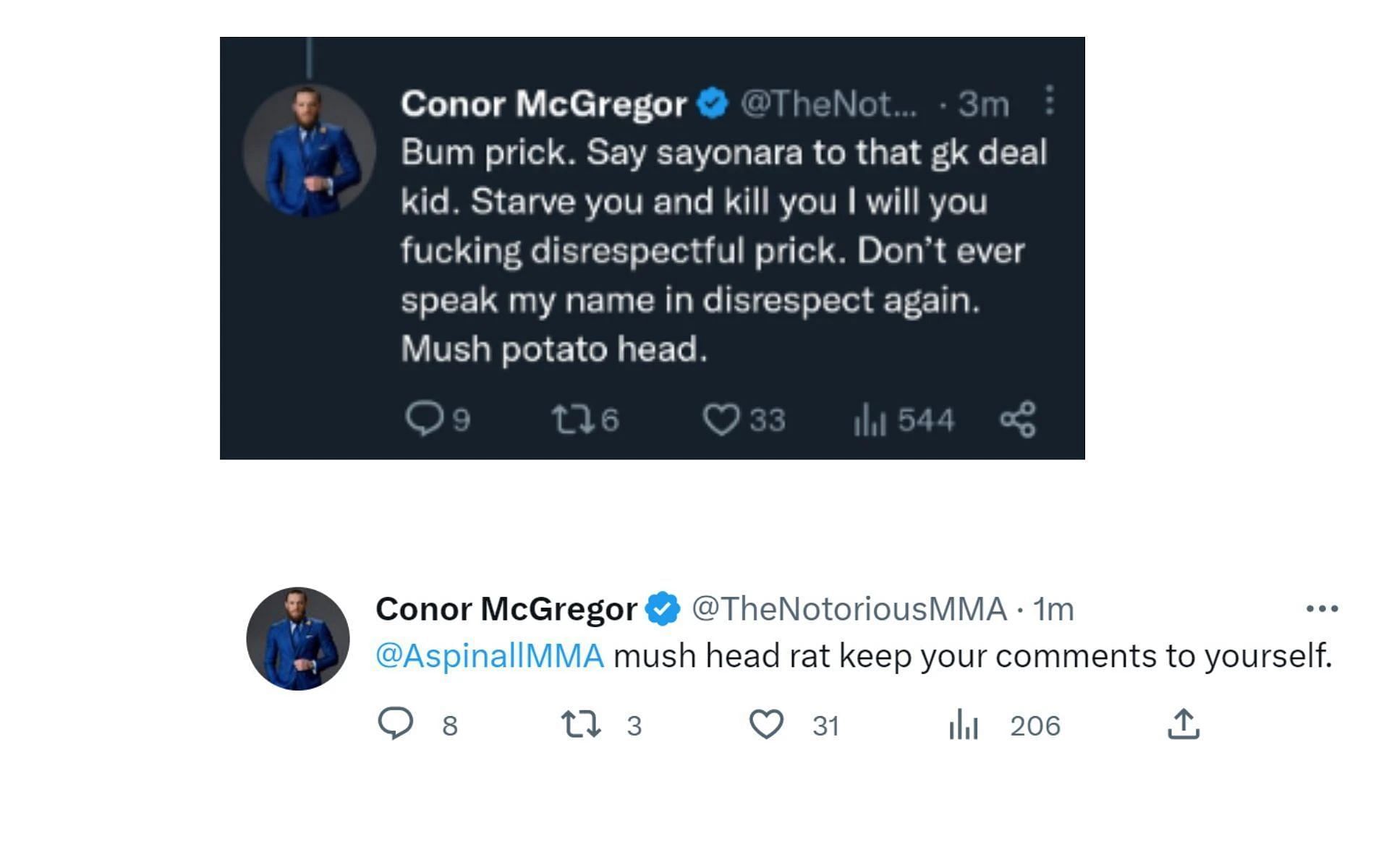 Conor McGregor&#039;s tweets [via @TheNotoriousMMA]
