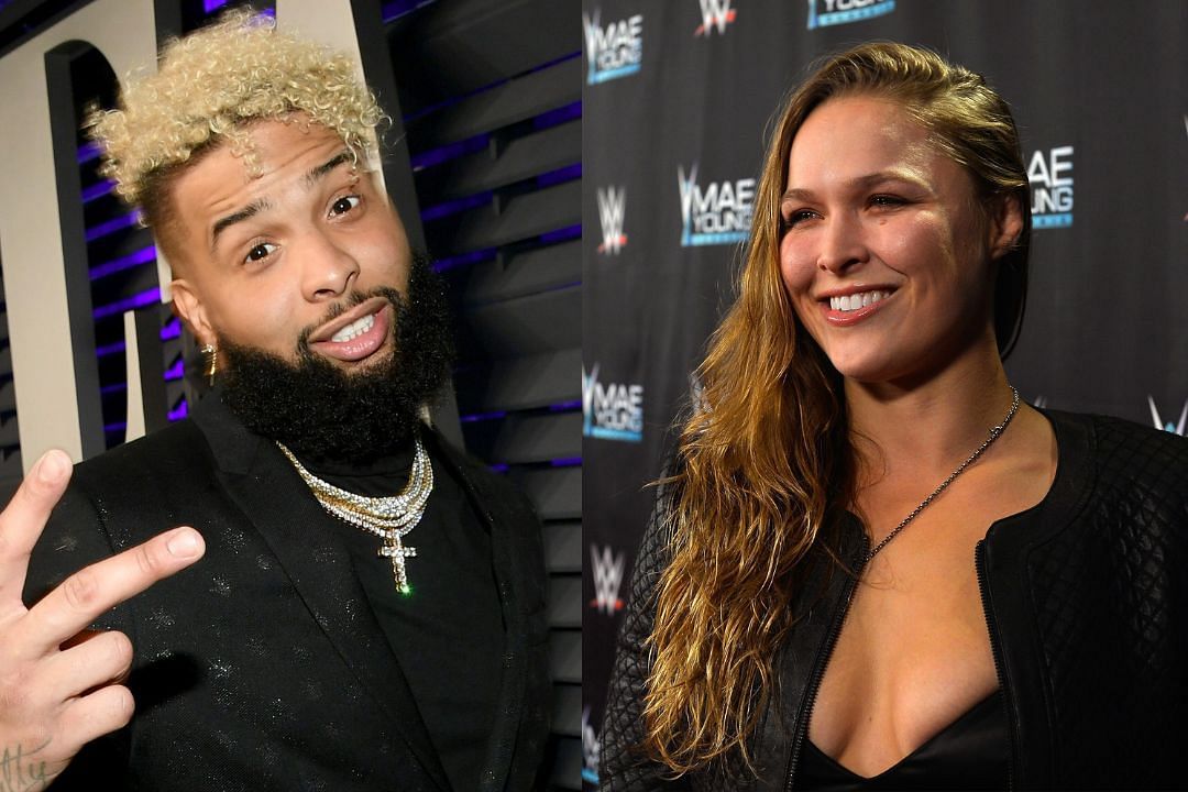 NFL WR Odell Beckham Jr. (l) and WWE superstar Ronda Rousey (r)