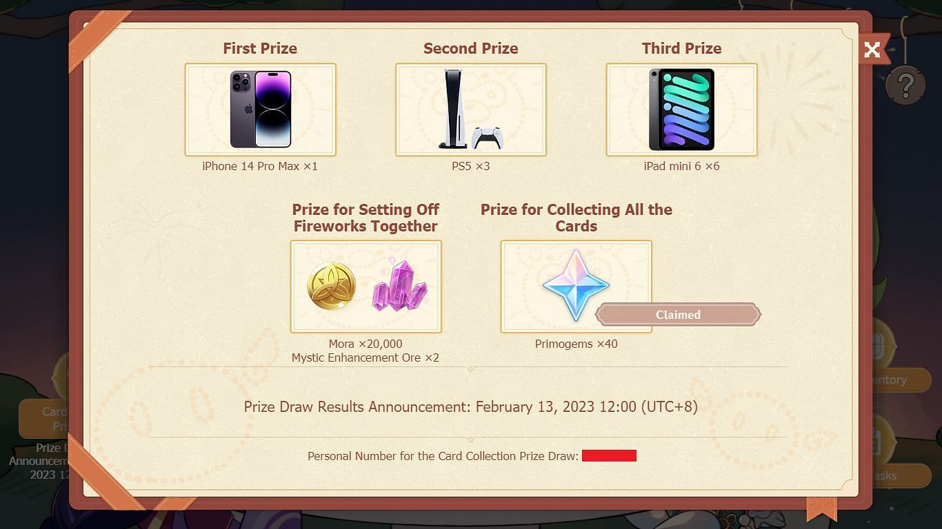 Prizes that are up for grabs at the event (Image via HoYoverse)