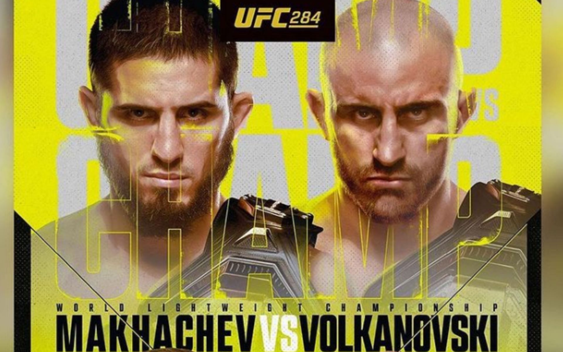 Islam Makhachev vs. Alexander Volkanovski fight poster [Image courtesy of @islam_makhachev on Instagram[