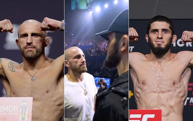 Close-up footage reveals conversation between Islam Makhachev and Alexander Volkanovski during UFC 284 face-offs