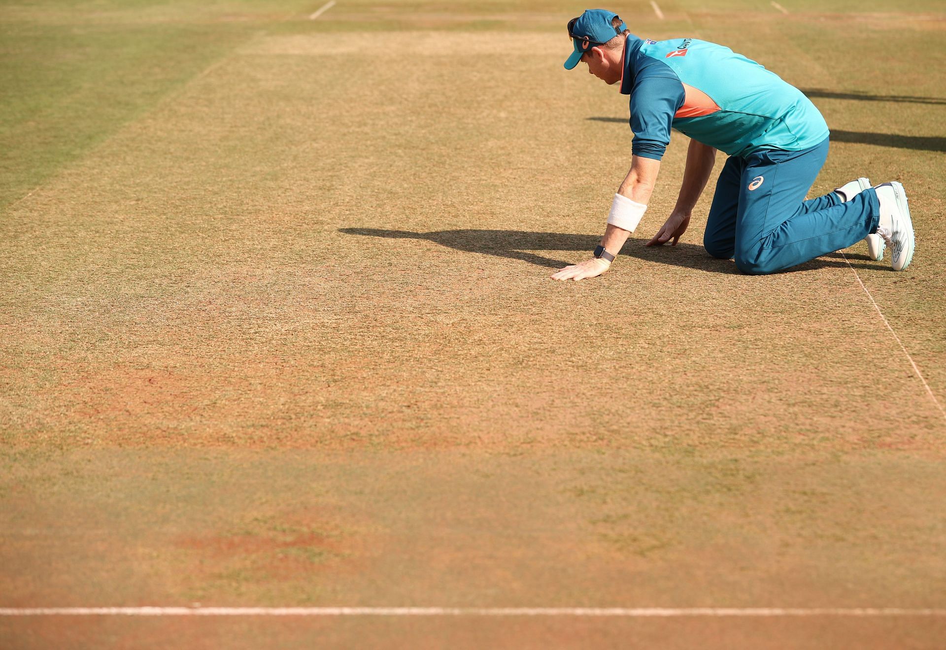 Steve Smith inspecting the pitch. (Credits: Getty)