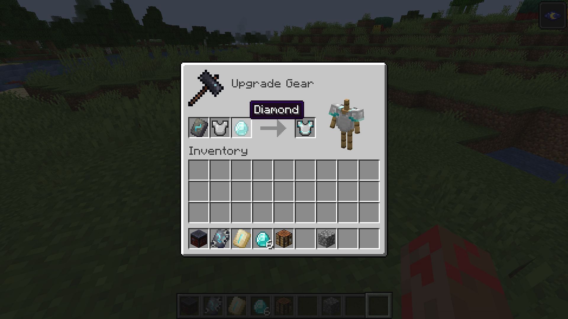Different items added in the smithing table will change the color of the armor trim design in Minecraft 1.20 update (Image via Mojang)