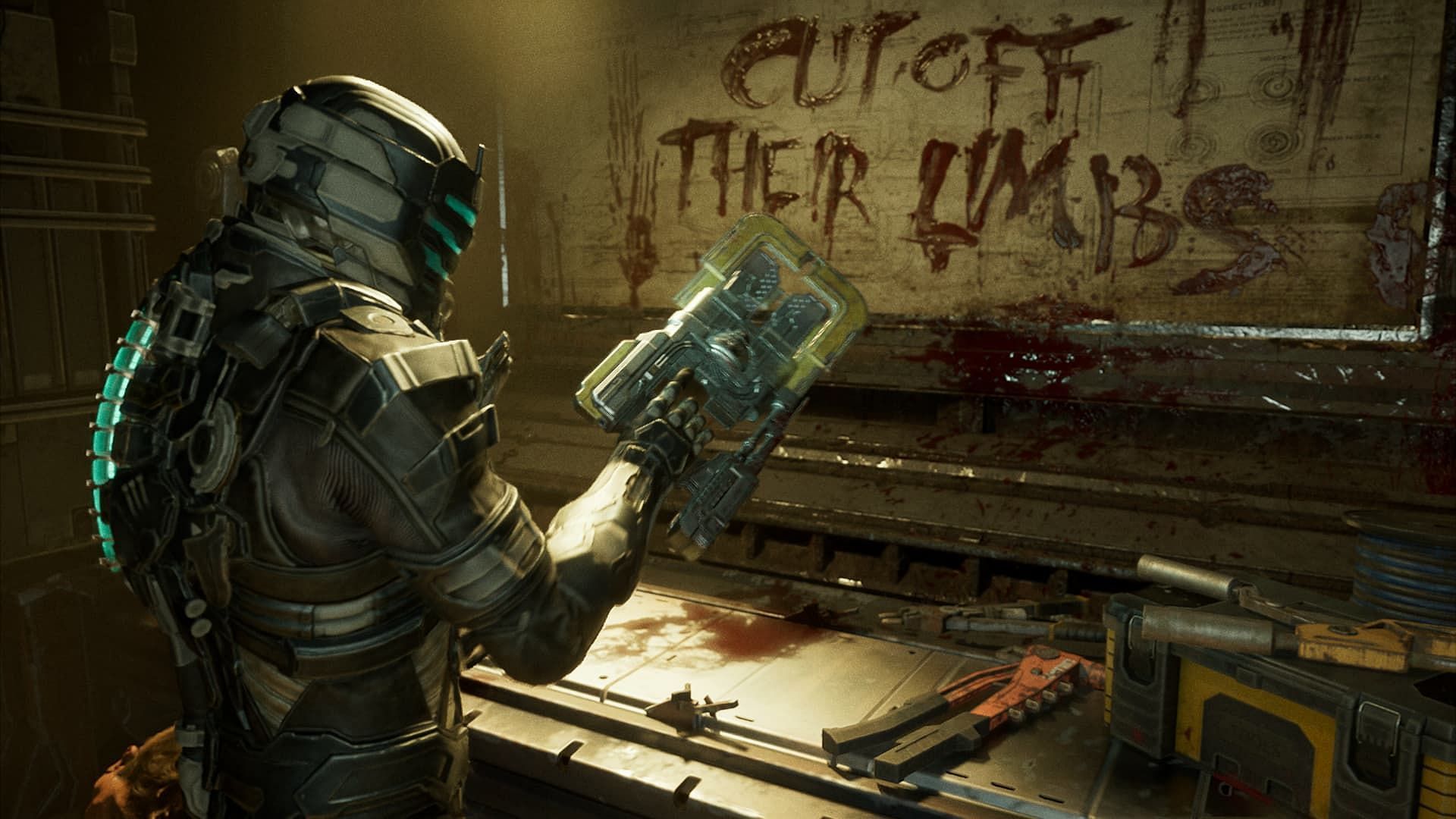 You&#039;ll get the Plasma Cutter quite early on in the Dead Space Remake (Image via Motive)