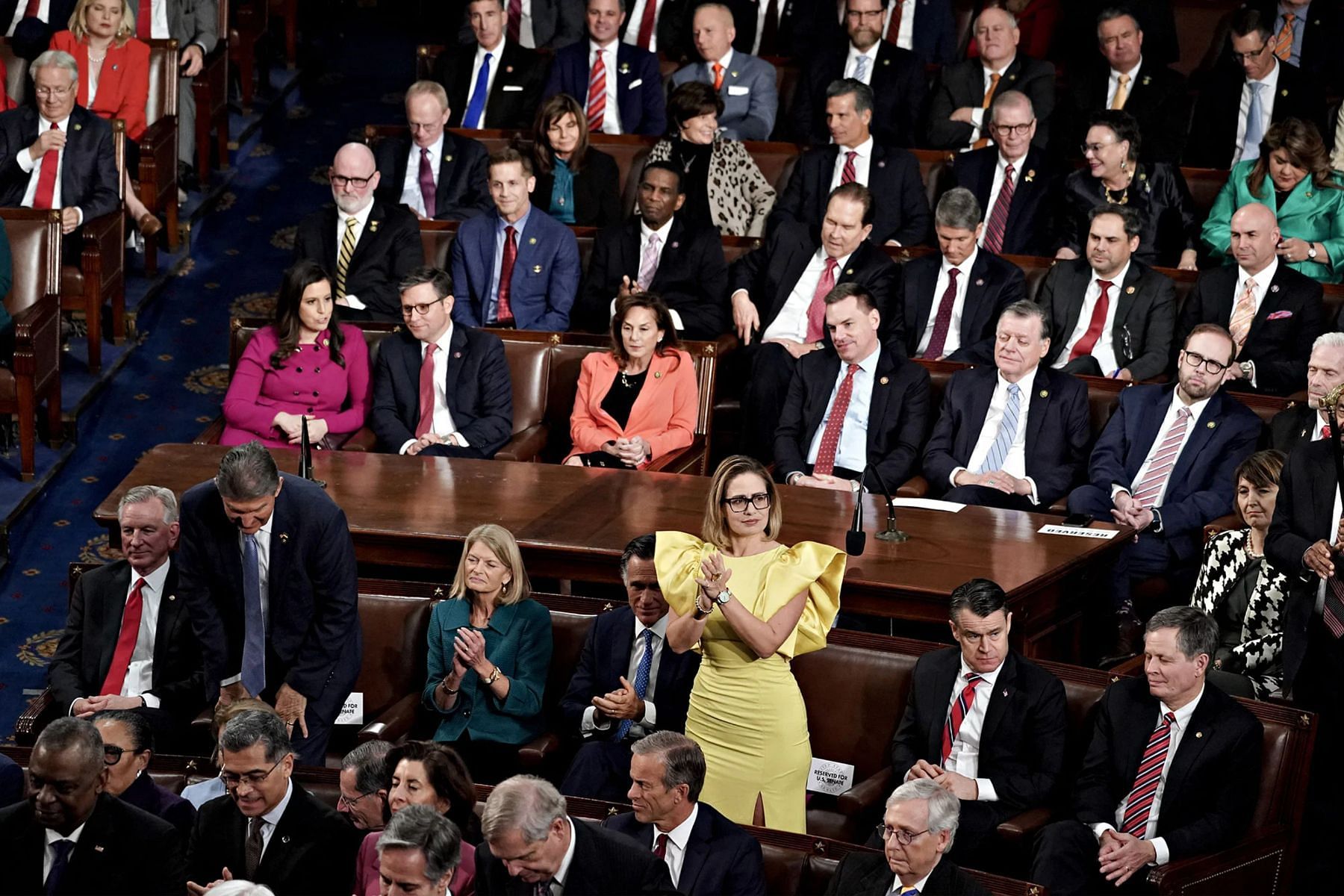 Kyrsten Sinema at SOTU 2023 on Tuesday (Image via Getty Images)