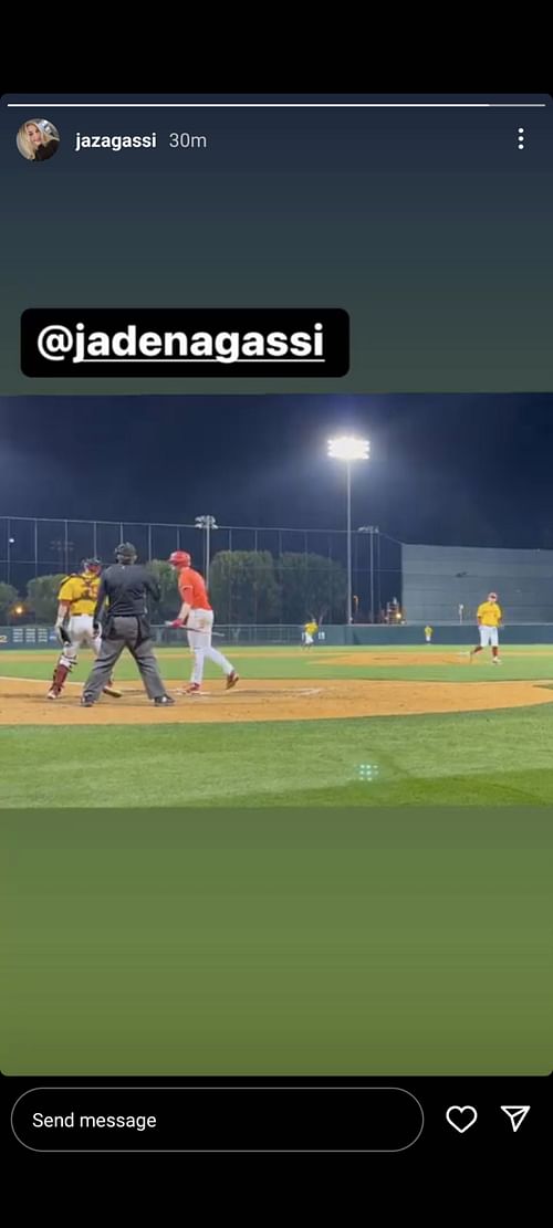 Jaden Agassi in Jaz Agassi's Instagram story.