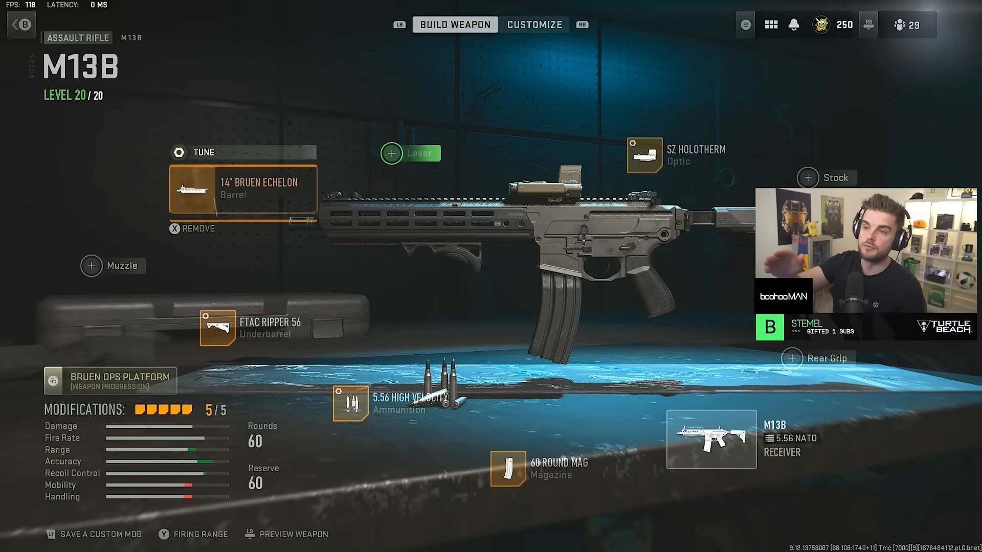 Top tier M13B loadout for Ashika Island in Warzone 2 Season 2 (Image via Activision and YouTube/BennyCentral)