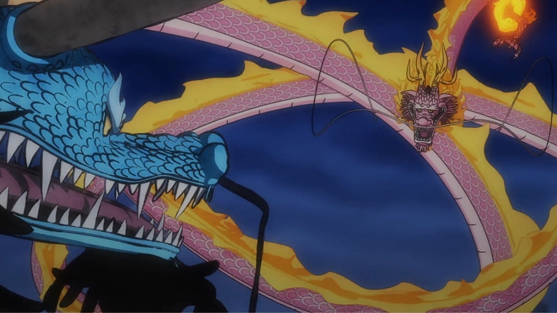 Kaido and Momonosuke face off in One Piece episode 1050 (Image via Toei Animation)