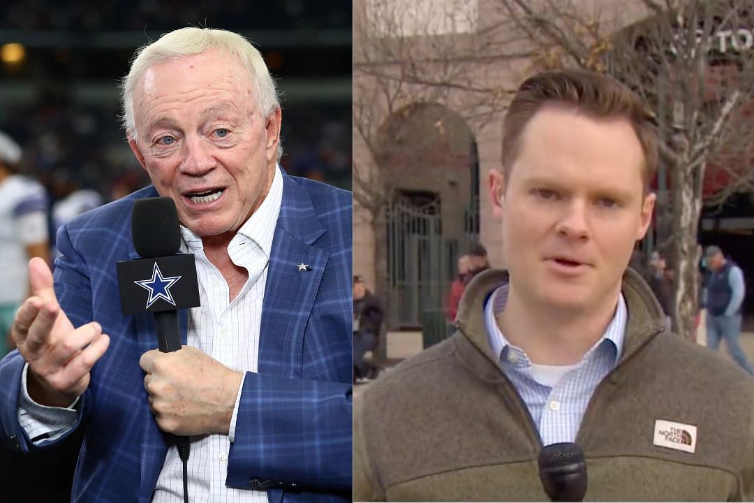 Cowboys owner Jerry Jones (l) and Emmy Award-winning reporter William Joy (r)