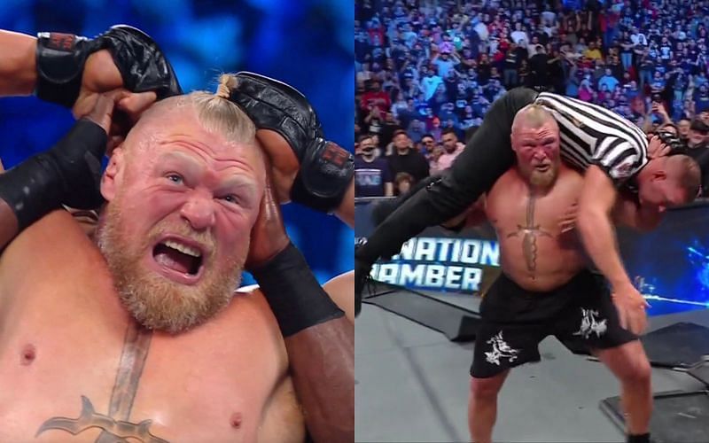 Brock Lenar destroyed Bobby Lashley and the referee at Elimination Chamber 2023