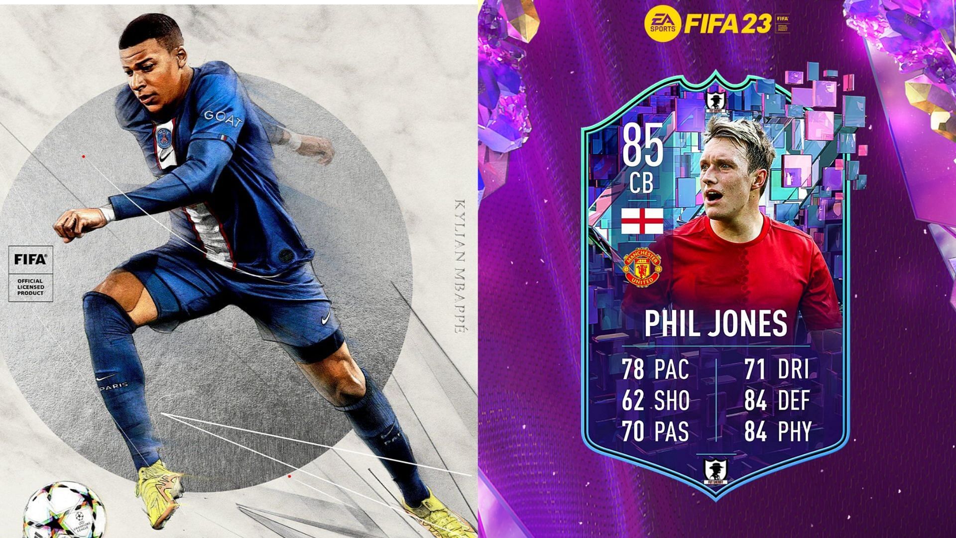 FIFA 23 players could have some usage for the leaked Phil Jones Flashback SBC card in Ultimate Team (Images via EA Sports, Twitter/FUT Sheriff)