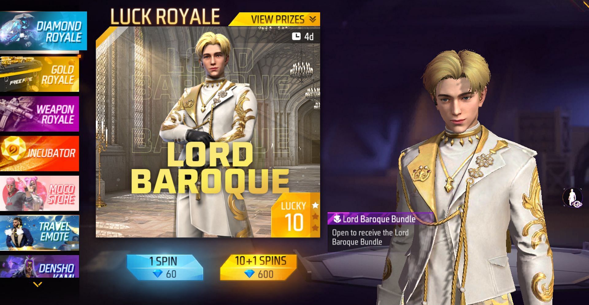 Select the Weapon Royale from the available Luck Royale (Image via Garena)