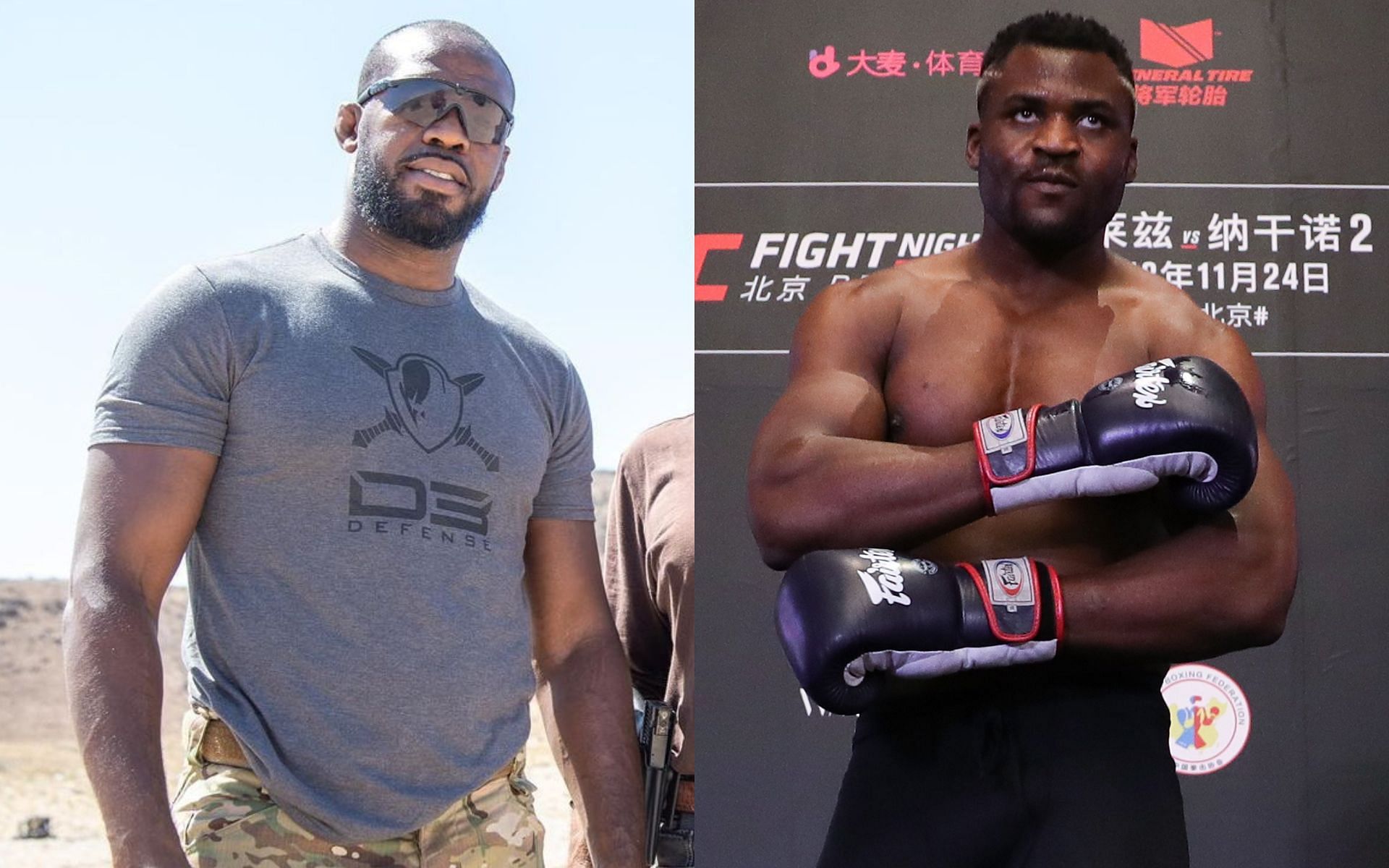 Jon Jones (left) Francis Ngannou (right)