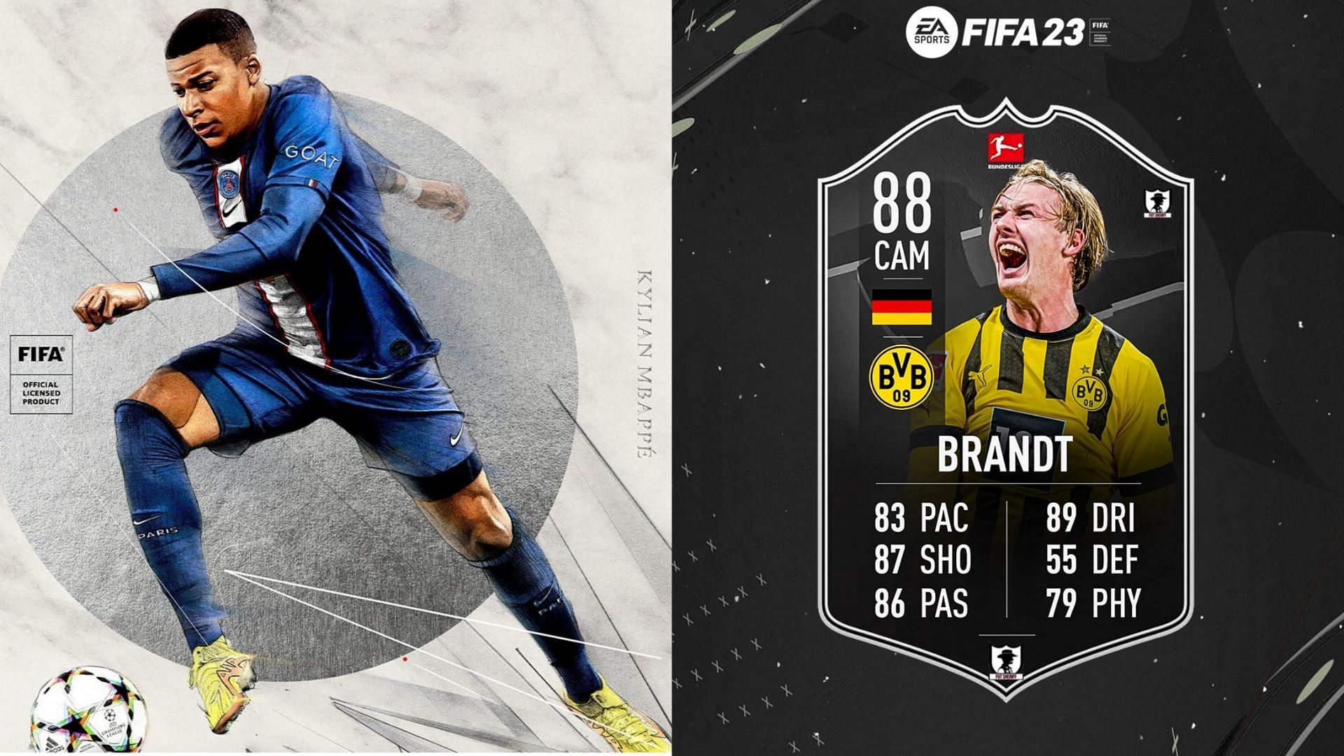 Julian Brandt Bundesliga POTM SBC in FIFA 23 will be nothing less than what the footballer deserves (Images via EA Sports, Twitter/FUT Sheriff)