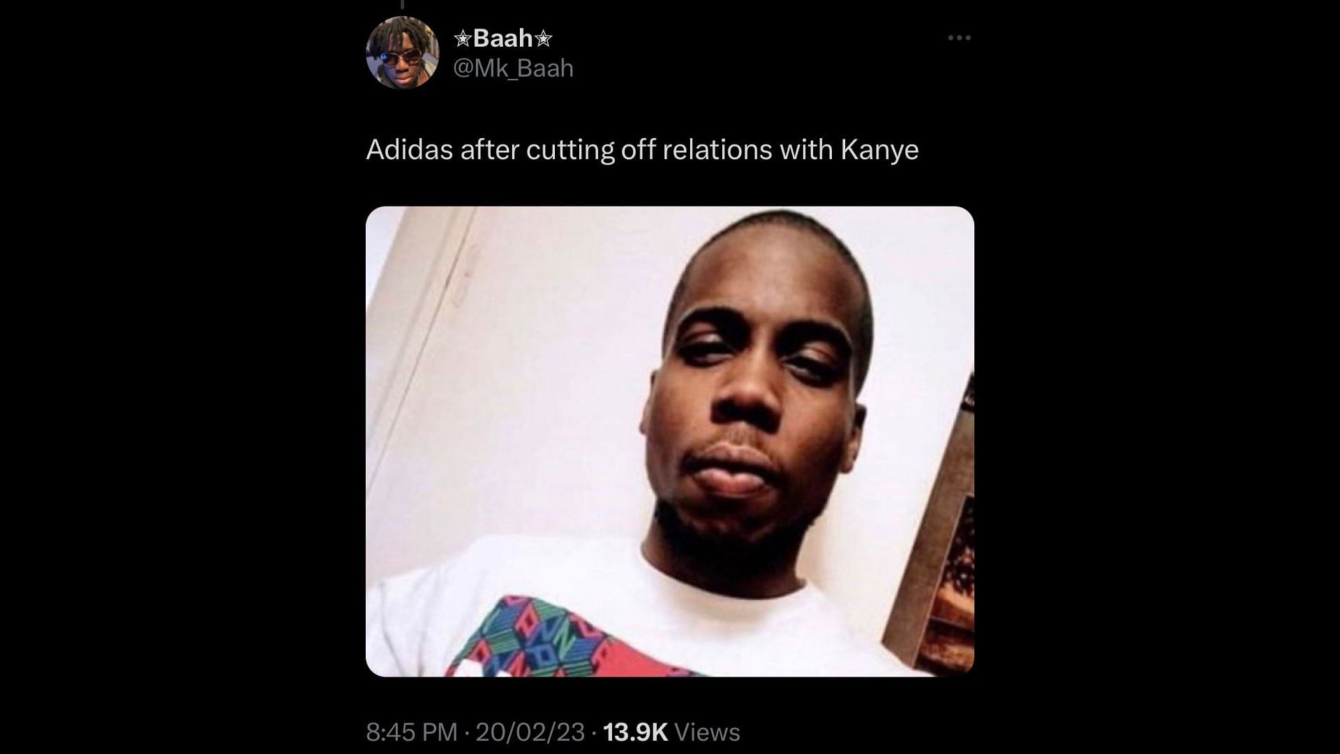 Screenshot of a Twitter user reacting on West and Adidas&#039;s new settlement.