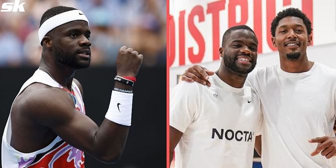 Frances Tiafoe congratulates Washington Wizards' Bradley Beal for reaching 15000 career points