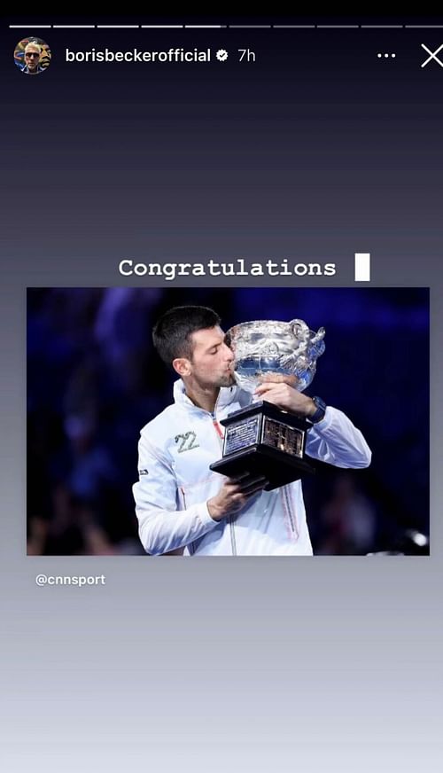 Boris Becker's Instagram story