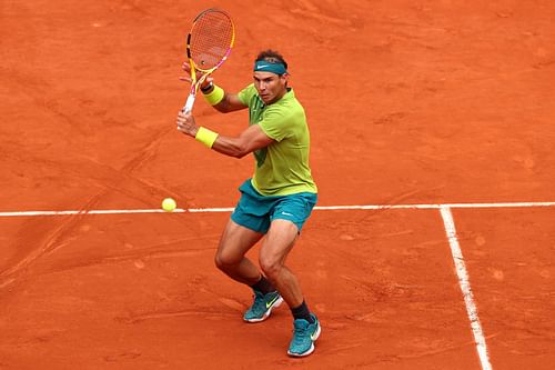 Rafael Nadal in action at the 2022 French Open.