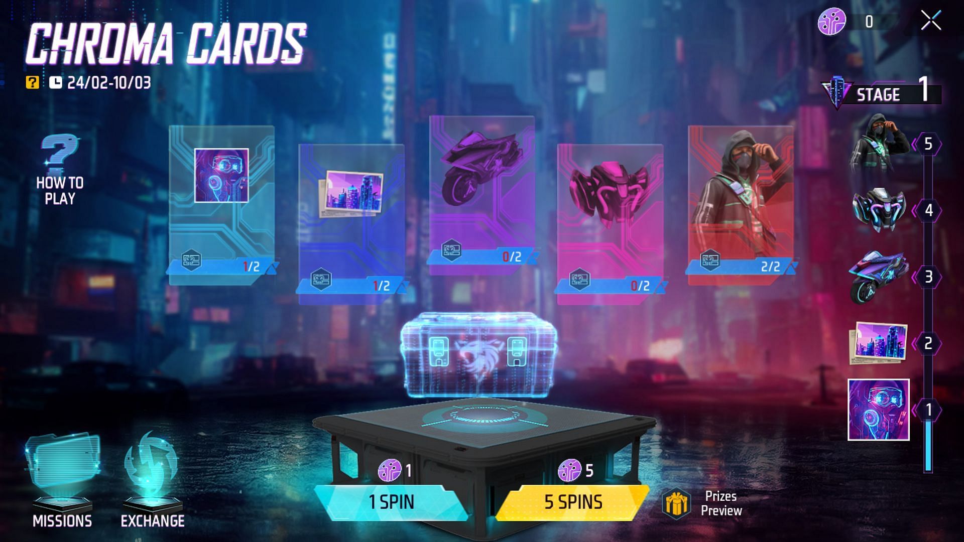 Chroma Cards event features five themed rewards for free (Image via Garena)