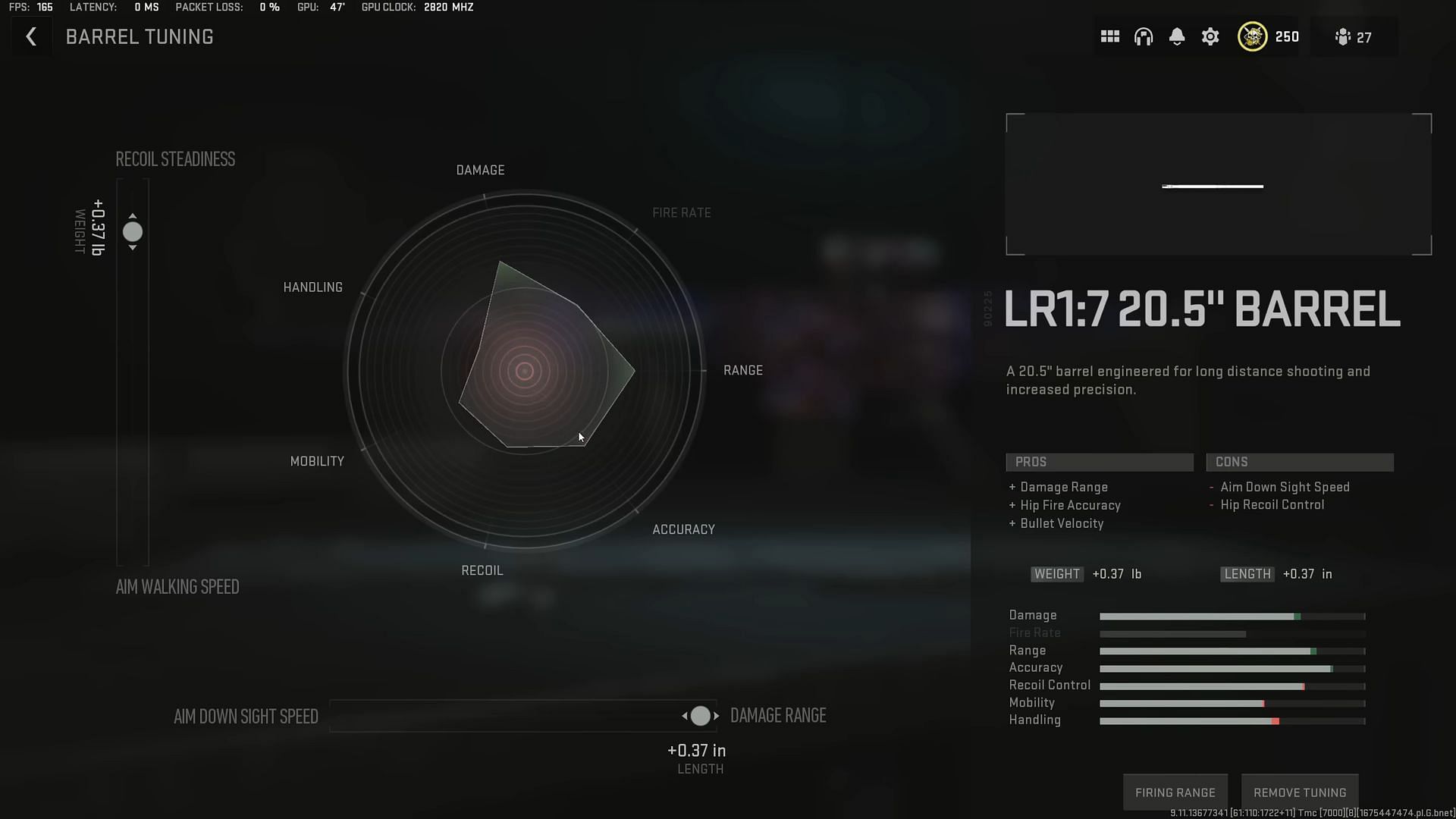 Tuning for LR1:7 20.5&quot; Barrel (Image via Activision and YouTube/Metaphor)
